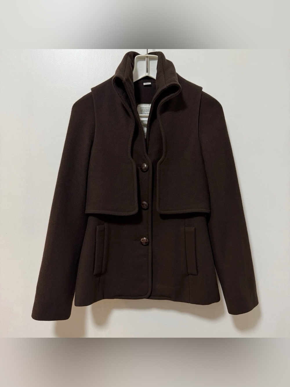 Hussein Chalayan 2004 Runway Cape Panel Overlay Wool Blend Peacoat Womens 40